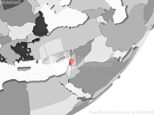 Image of Lebanon in red on grey map