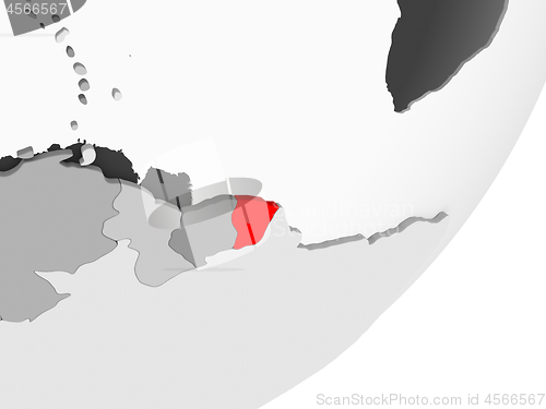 Image of French Guiana in red on grey map