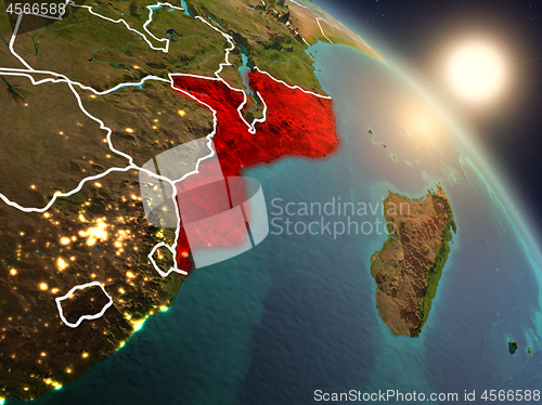 Image of Mozambique from space during sunrise