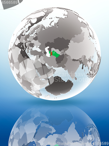 Image of Turkmenistan on political globe