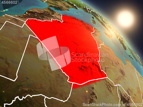 Image of Algeria from space during sunrise