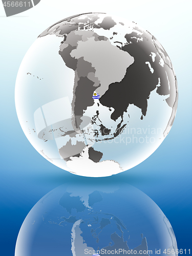 Image of Uruguay on political globe