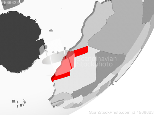 Image of Western Sahara in red on grey map