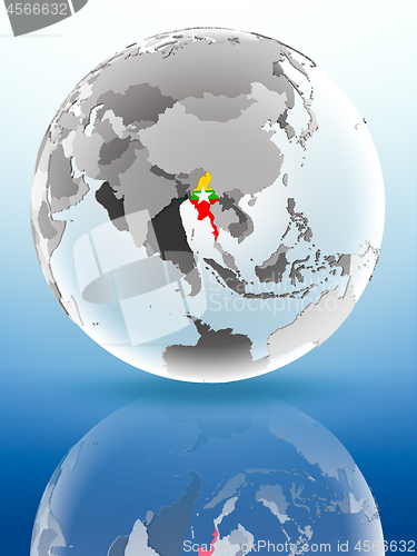 Image of Myanmar on political globe