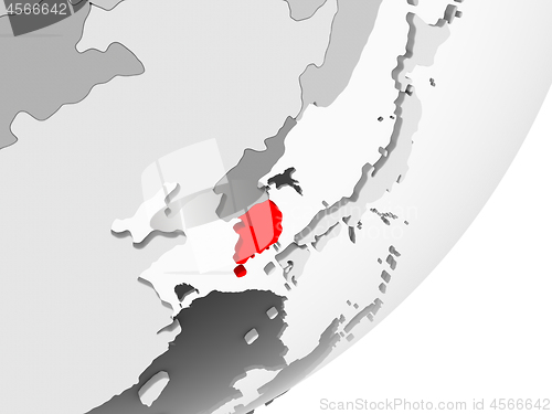 Image of South Korea in red on grey map