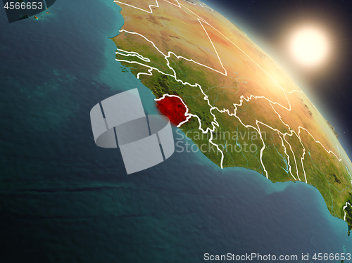 Image of Sierra Leone from space during sunrise