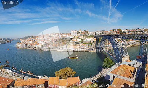 Image of Panoramic view of old town Porto and Douro River