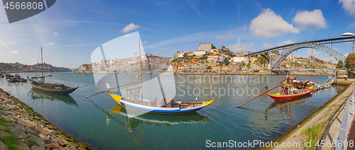 Image of Panoramic view of old town Porto and Douro River