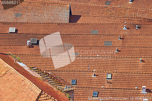 Image of Background of a roof with old roof tiles