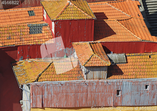 Image of Background of a roof with old roof tiles