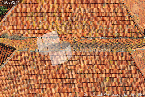 Image of Background of a roof with old roof tiles