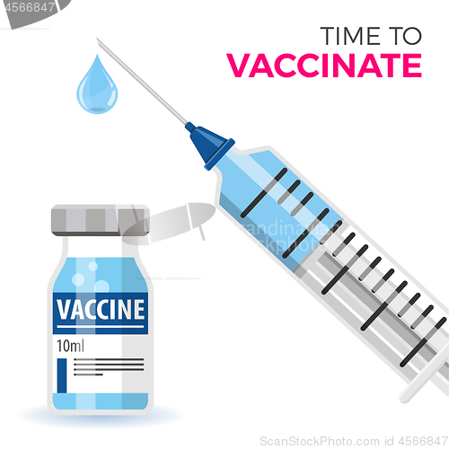 Image of Plastic medical syringe and vial vaccine icon