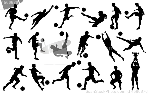 Image of Silhouettes Soccer Players in Various poses