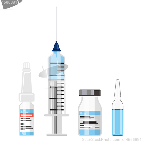 Image of Plastic Medical Syringe and Vaccine Vial Icon