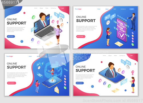 Image of Isometric Online Customer Support Templates