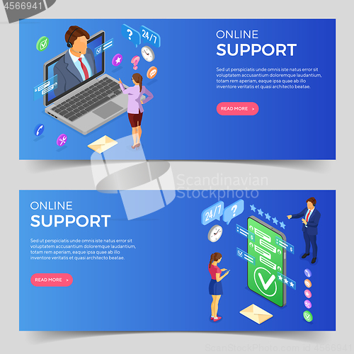 Image of Isometric Online Customer Support Banners