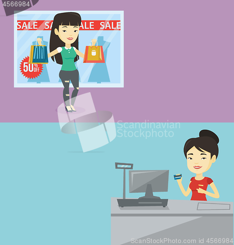 Image of Two shopping banners with space for text.
