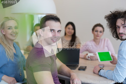 Image of Startup Business Team At A Meeting at modern office building