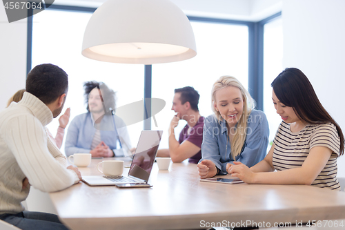 Image of Startup Business Team At A Meeting at modern office building