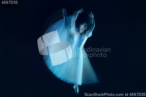 Image of photo as art - a sensual and emotional dance of beautiful ballerina through the veil