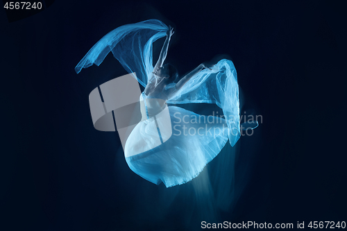 Image of photo as art - a sensual and emotional dance of beautiful ballerina through the veil