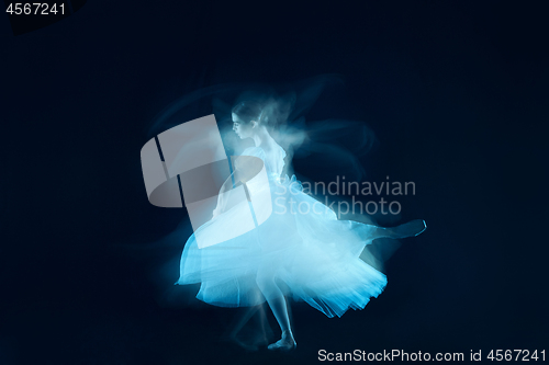 Image of photo as art - a sensual and emotional dance of beautiful ballerina through the veil