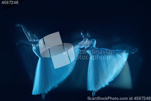 Image of photo as art - a sensual and emotional dance of beautiful ballerina through the veil