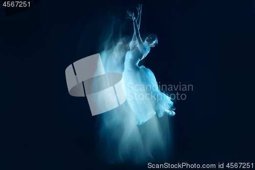 Image of photo as art - a sensual and emotional dance of beautiful ballerina through the veil