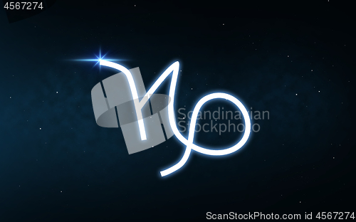 Image of capricorn sign of zodiac over night sky and stars