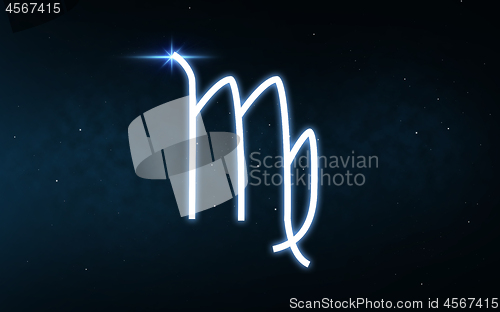 Image of virgo sign of zodiac over night sky and stars