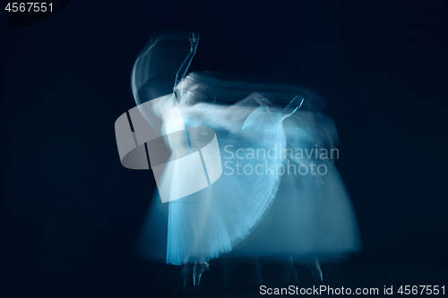 Image of photo as art - a sensual and emotional dance of beautiful ballerina through the veil