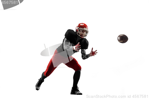 Image of one american football player man studio isolated on white background