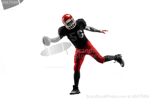 Image of one american football player man studio isolated on white background