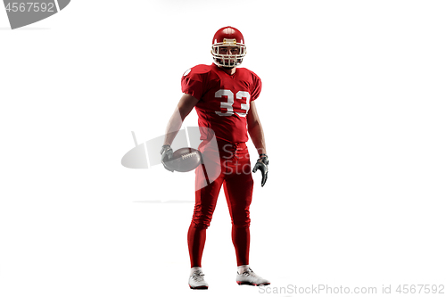 Image of one american football player man studio isolated on white background