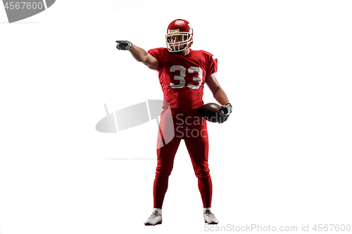 Image of one american football player man studio isolated on white background