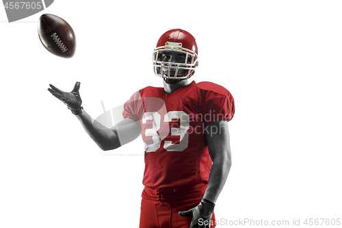 Image of one american football player man studio isolated on white background