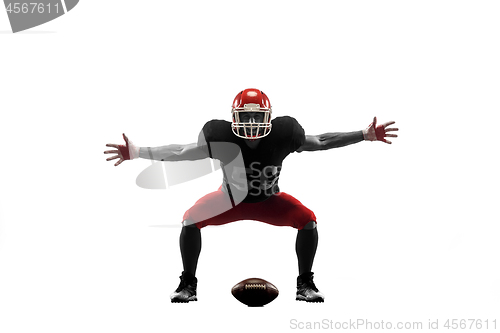 Image of one american football player man studio isolated on white background