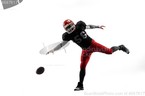 Image of one american football player man studio isolated on white background