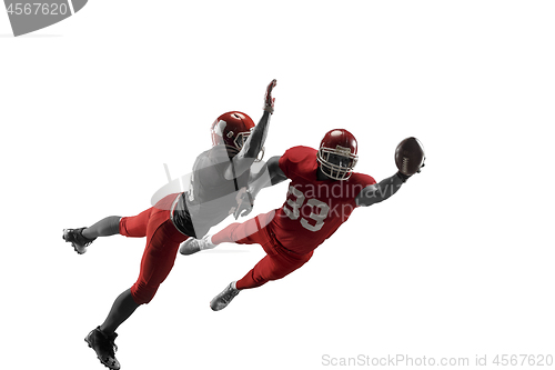 Image of The two american football players studio isolated on white background