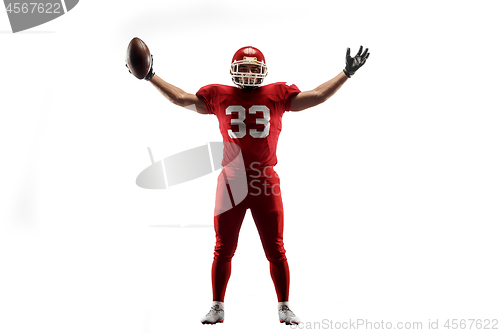 Image of one american football player man studio isolated on white background