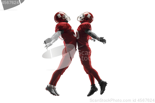 Image of The two american football players studio isolated on white background