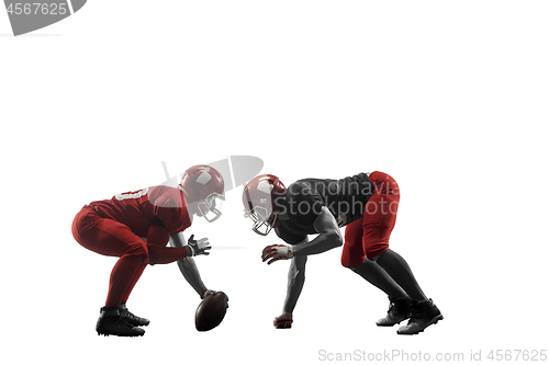 Image of The two american football players studio isolated on white background