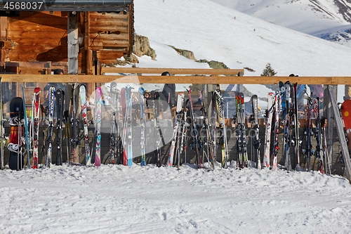 Image of Skis on top of the slopes