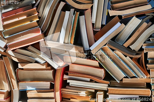 Image of Wall of books piled up