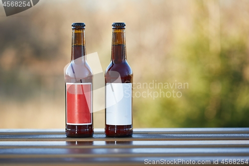 Image of Beer bottles on a table