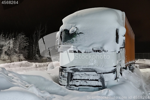 Image of Cargo Truck In Snow