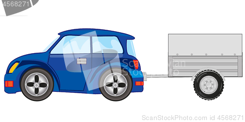 Image of Vector illustration of the passenger car with trailor