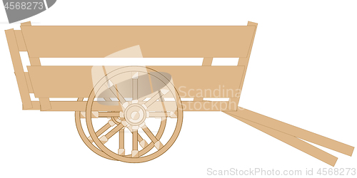 Image of Wooden cart on white background is insulated