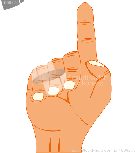 Image of Gesture finger upwards on white background is insulated