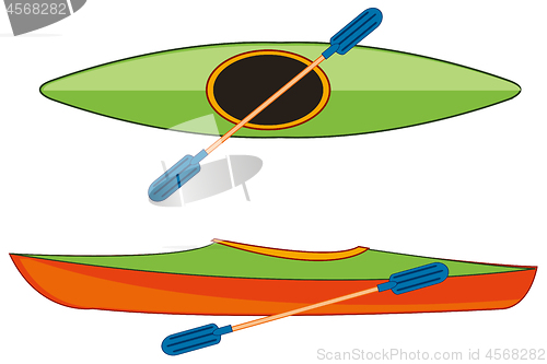 Image of Boat kayak type overhand and from the side